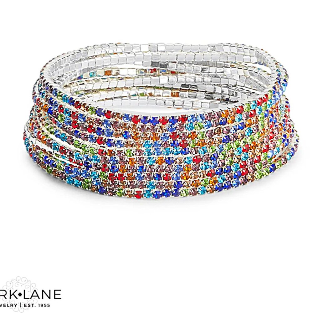 Park Lane Jewelry IRIS Bracelets Set of 10 Stretch Stackable crystal multi color